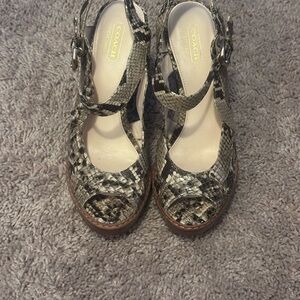 Coach Black and Gray Snakeskin Sandals